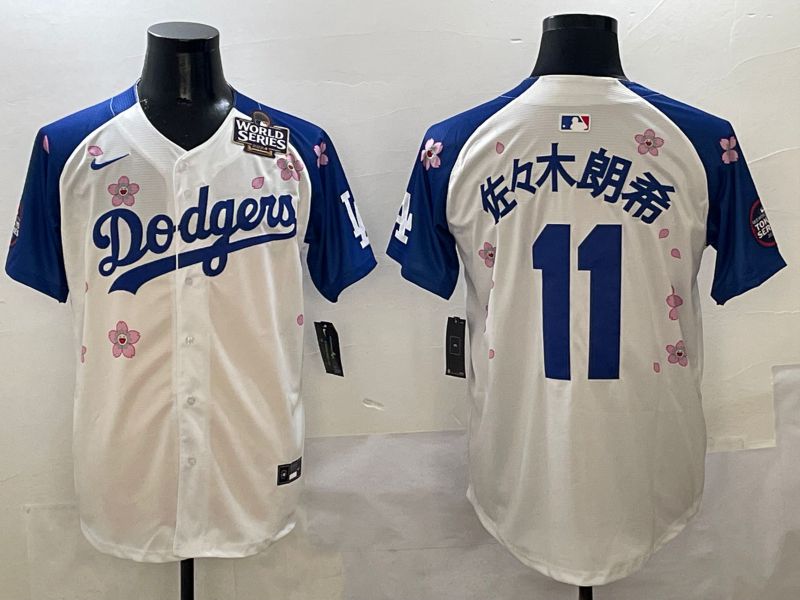 Men Los Angeles Dodgers 11 R.Sasaki White Blue Sakura Edition 2025 Nike MLB Jersey style 6